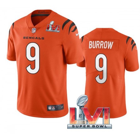 Tröjor Cincinnati Bengals Joe Burrow 9 Orange 2022 Super Bowl LVI Vapor Limited - Män Tröjor Cincinnati Bengals Joe Burrow 9 Orange 2022 Super Bowl LVI Vapor Limited - Män